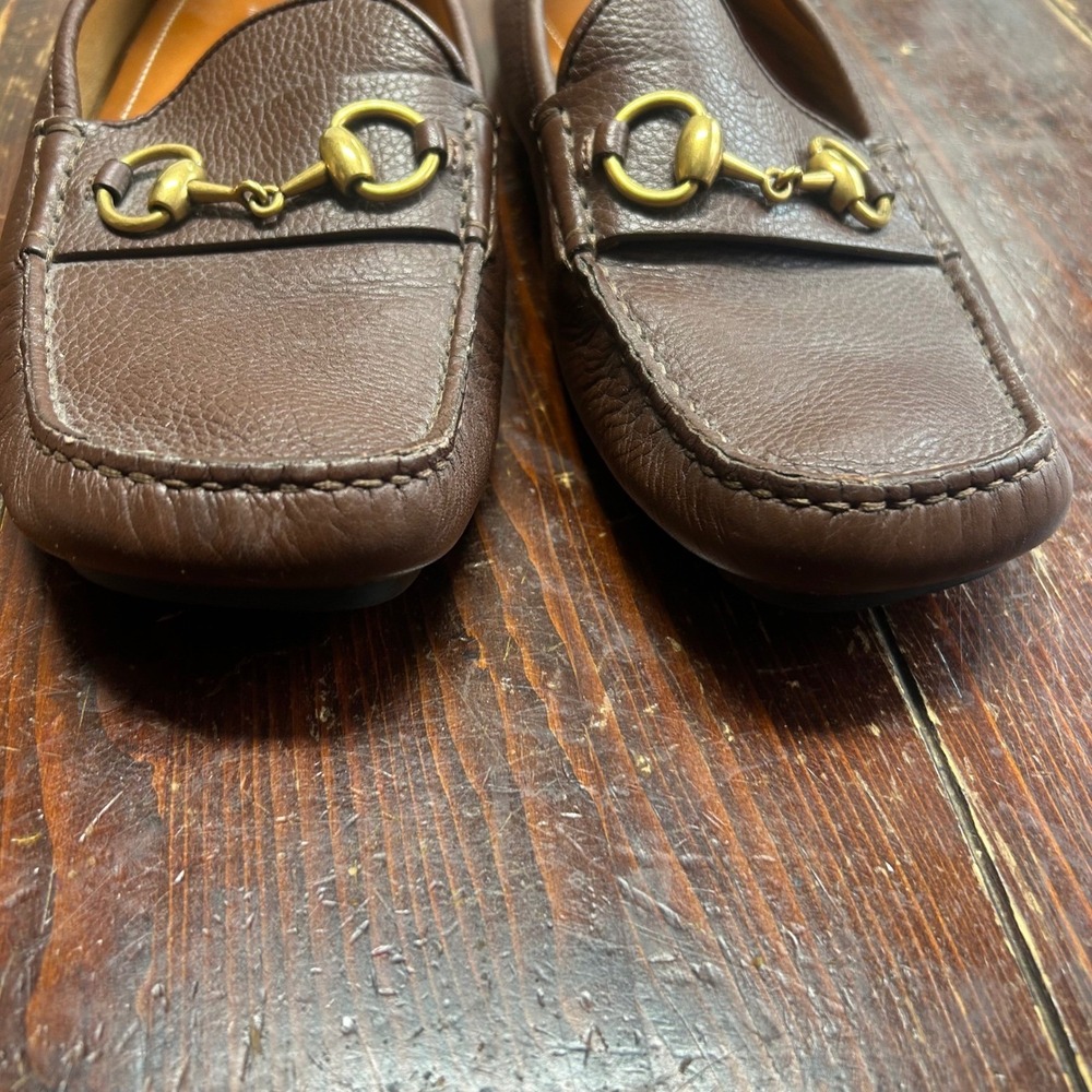 Gucci mens brown loafers slippers size 7 genuine leather - Picture 5 of 10
